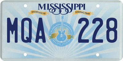 MS license plate MQA228