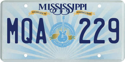 MS license plate MQA229