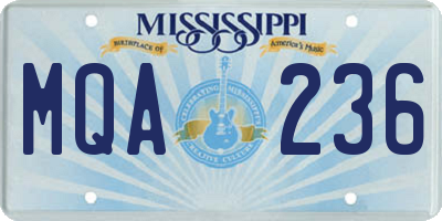 MS license plate MQA236