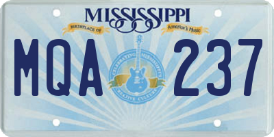 MS license plate MQA237