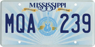 MS license plate MQA239