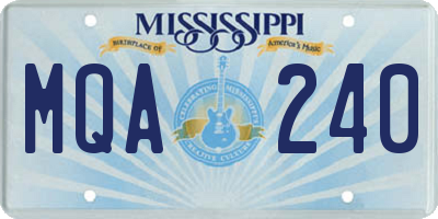MS license plate MQA240