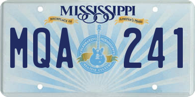 MS license plate MQA241