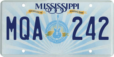 MS license plate MQA242