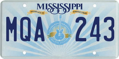 MS license plate MQA243
