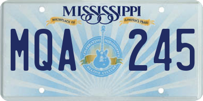 MS license plate MQA245