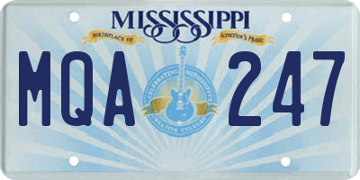 MS license plate MQA247