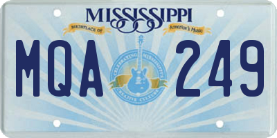 MS license plate MQA249