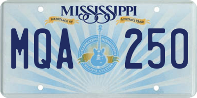 MS license plate MQA250
