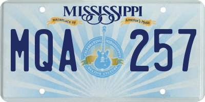MS license plate MQA257