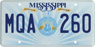 MS license plate MQA260