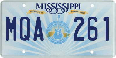 MS license plate MQA261