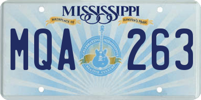 MS license plate MQA263
