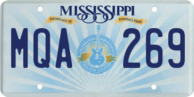 MS license plate MQA269