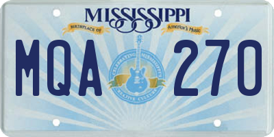 MS license plate MQA270