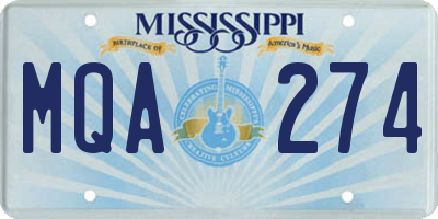 MS license plate MQA274