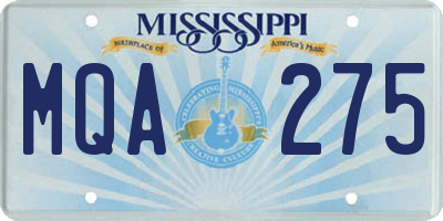 MS license plate MQA275