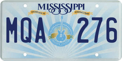 MS license plate MQA276