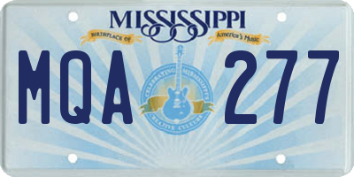 MS license plate MQA277