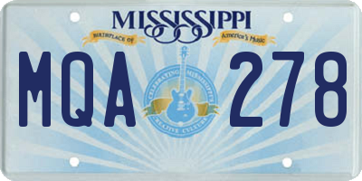MS license plate MQA278