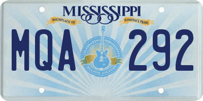MS license plate MQA292