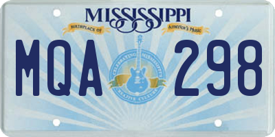 MS license plate MQA298