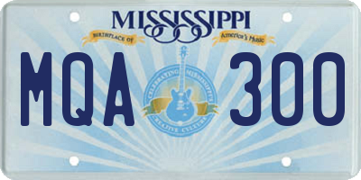 MS license plate MQA300