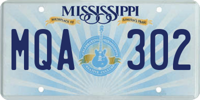 MS license plate MQA302