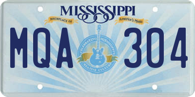 MS license plate MQA304