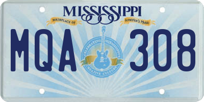 MS license plate MQA308