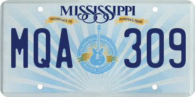 MS license plate MQA309