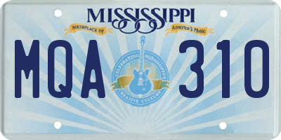 MS license plate MQA310
