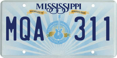 MS license plate MQA311