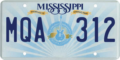 MS license plate MQA312