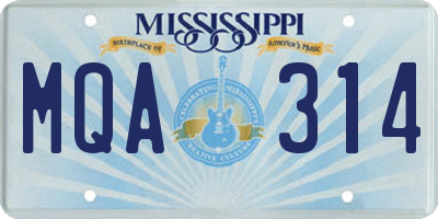 MS license plate MQA314