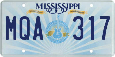 MS license plate MQA317