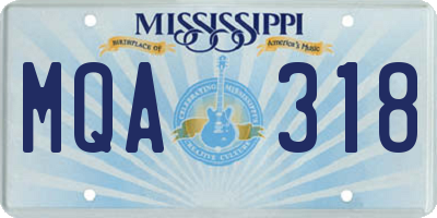 MS license plate MQA318