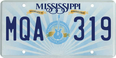 MS license plate MQA319