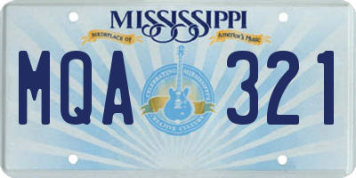 MS license plate MQA321
