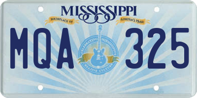 MS license plate MQA325