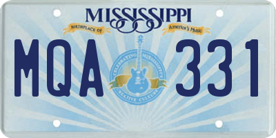 MS license plate MQA331
