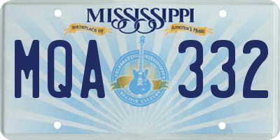 MS license plate MQA332