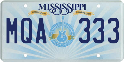 MS license plate MQA333
