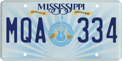 MS license plate MQA334