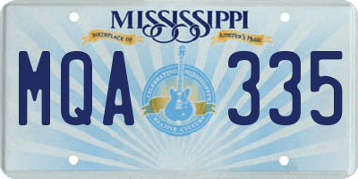 MS license plate MQA335