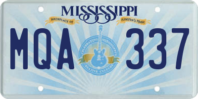 MS license plate MQA337
