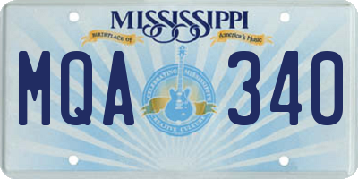 MS license plate MQA340