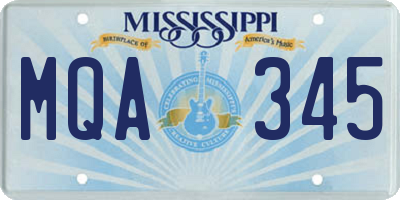 MS license plate MQA345