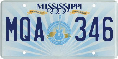 MS license plate MQA346