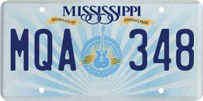 MS license plate MQA348